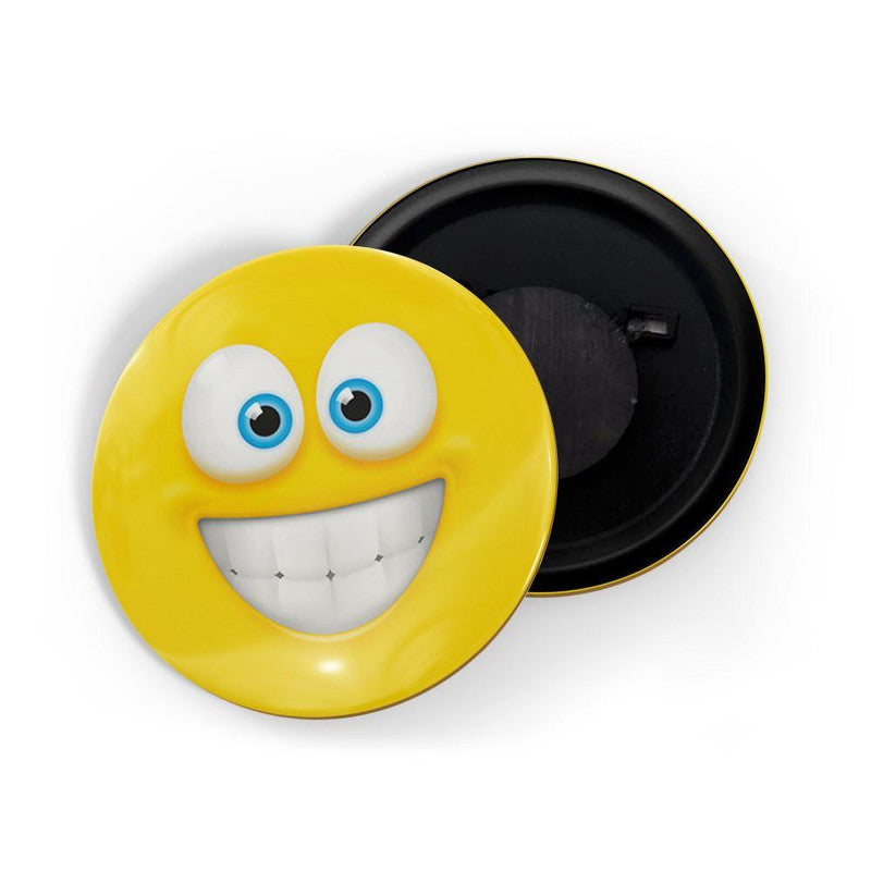 dhcrafts Yellow Color Round Fridge Magnet Grimacing Face Emoji Glossy Finish Design Pack of 1 (75 mm)